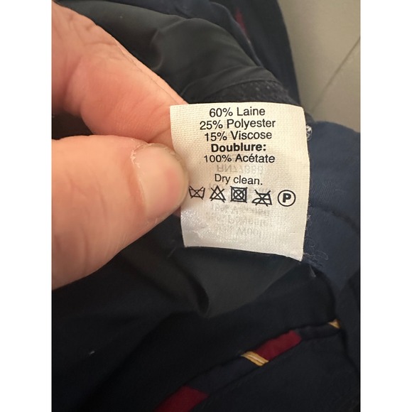 J Crew Bedford Men's Size 34x32 Wool Blend Dress Pants Navy Blue Herringbone - Picture 9 of 12